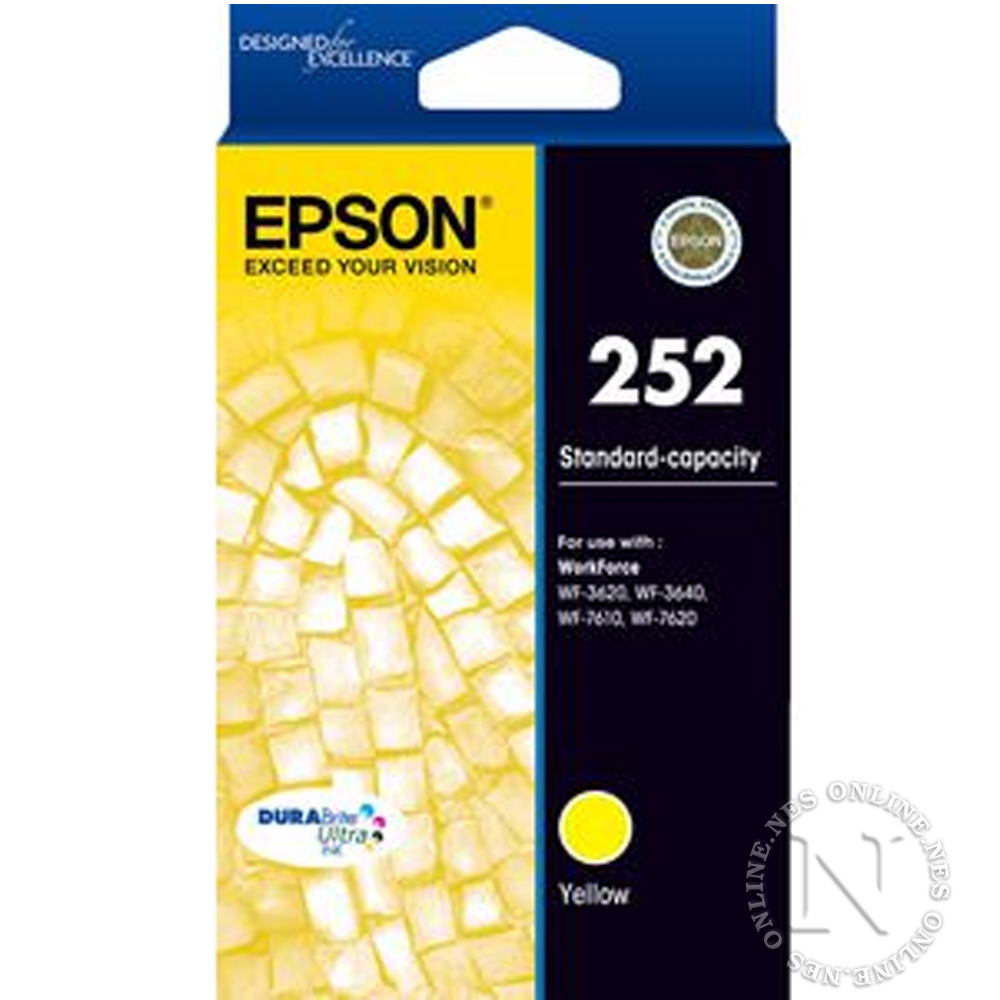 Epson Genuine 252 YELLOW Standard Yield Ink Cart T252->WF-3620/WF-3640/WF-7610/WF-7620 T252492